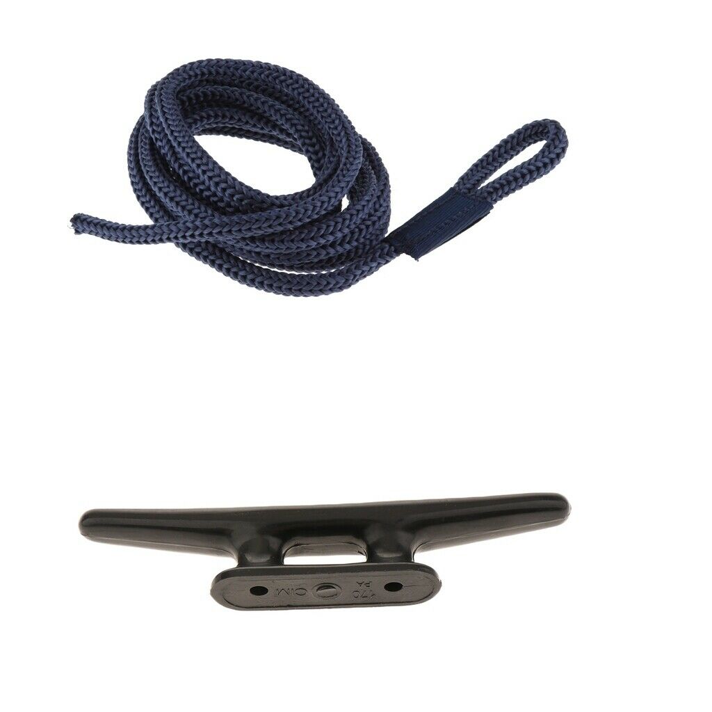 Blue Boat Bungee Rope Sandbar Beach Mooring Cable w/ Boat Dock Rope Cleat