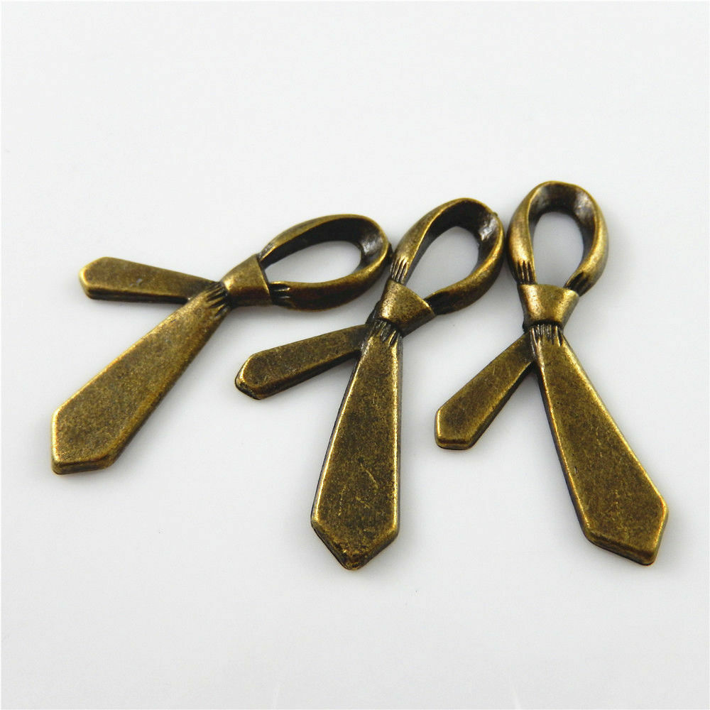 25 pcs Antiqued Bronze Necktie Alloy Pendant Charm Jewelry Art Craft 38*19*3mm
