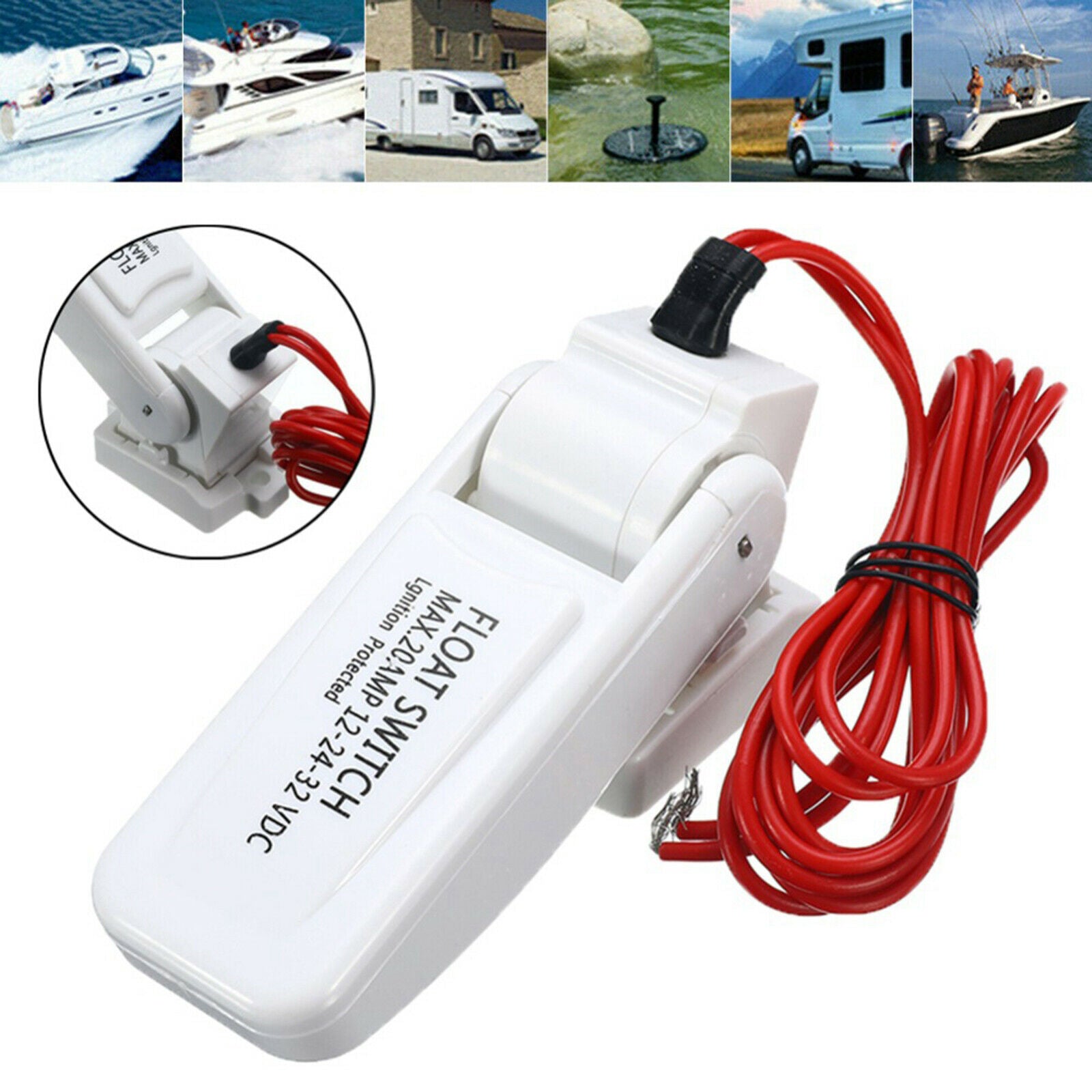 Automatic Boat Bilge Pump Float Switch DC Water Level Controller White