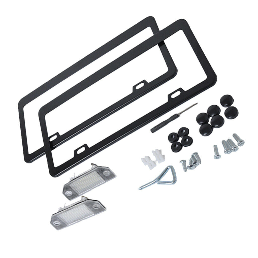 License Plate Lights LED Lamps + License Plate Frame Replacement Set