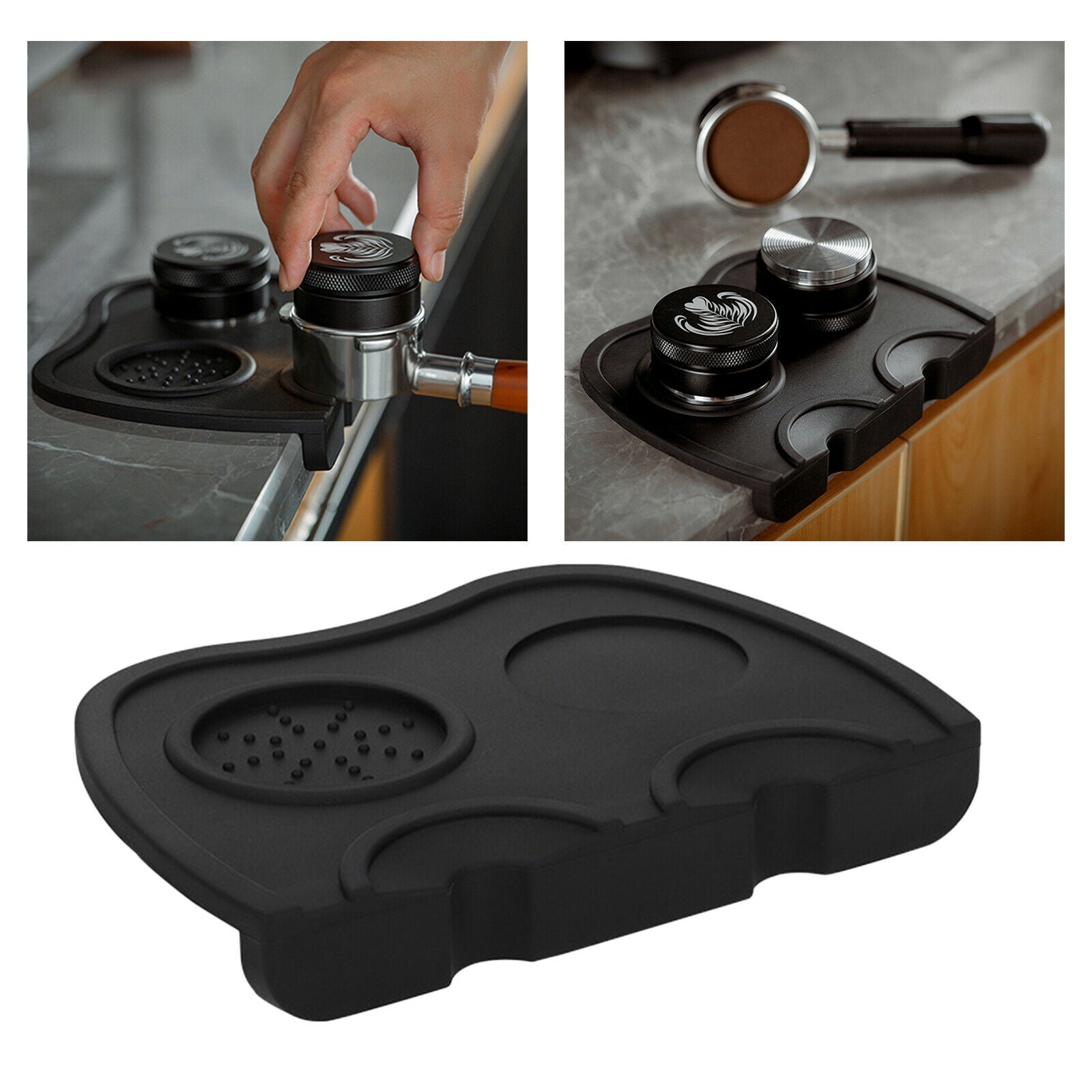 Coffee Anti-slip Mat Espresso Tamping Holder Pad Coffee Grind Silicone Mat Black