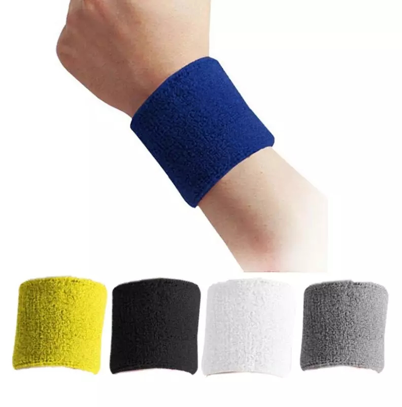 1pc Sport Wristband Cotton Brace Wrap Bandage Gym Strap Running Sports - Black