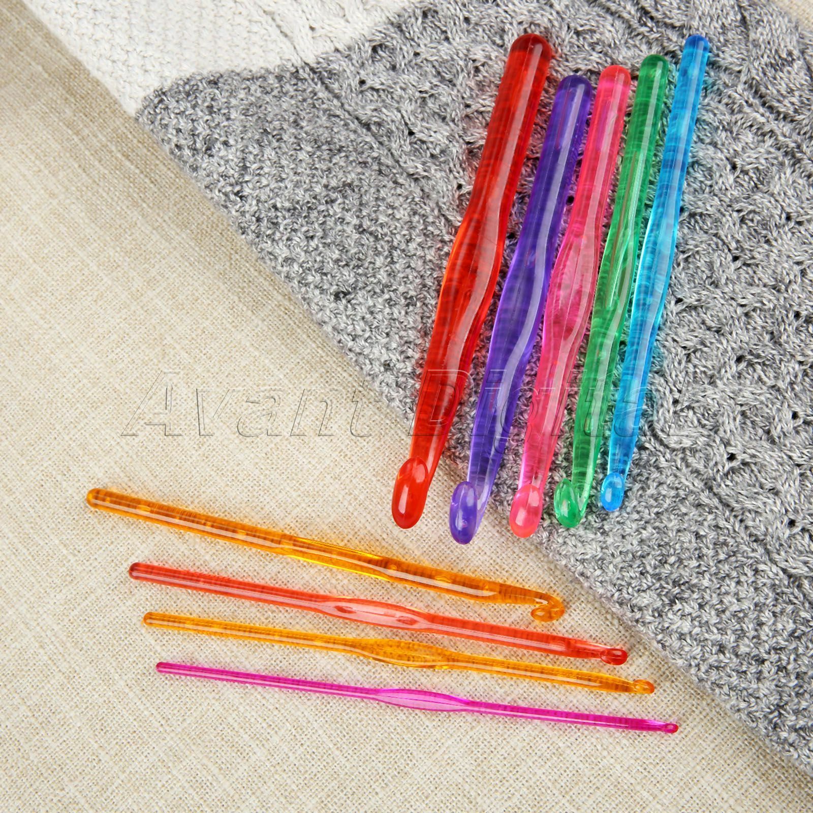 Multicolor Plastic Crochet Hooks Needles Knit Weave DIY Craft Gift 9 PCS/Set