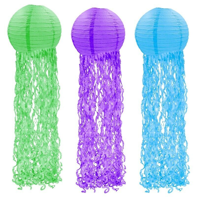Jellyfish Paper Lanterns 3 Pack Mermaid Under the Sea Ocean Birtay Party DecN5U1