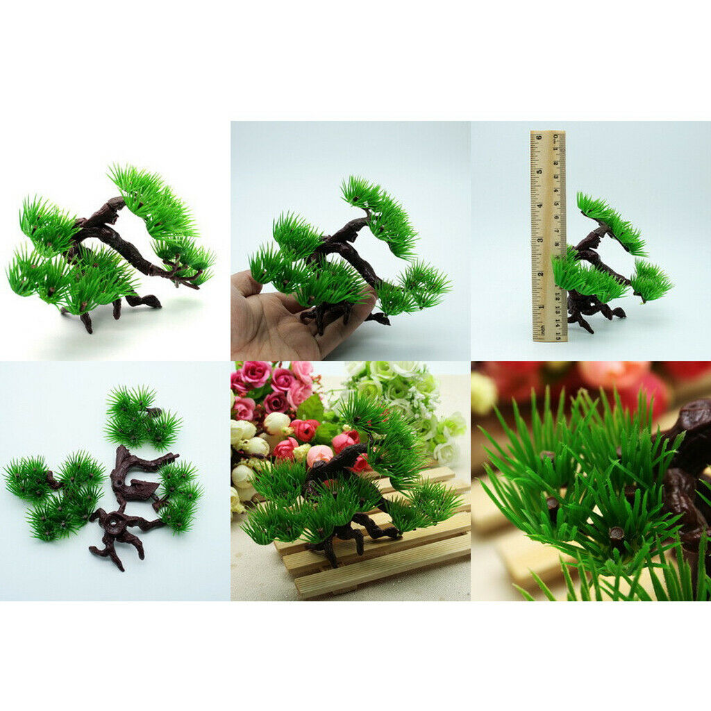 2-Piece Aquarium Plastic Plants Green Artificial Pine Tree PlantFish Tank