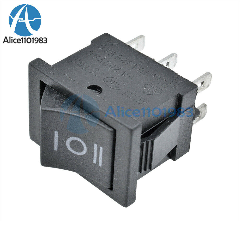5PCS 6Pin DPDT ON-OFF-ON 3 Position Snap Boat Rocker Switch AC 6A/250V 10A/125V