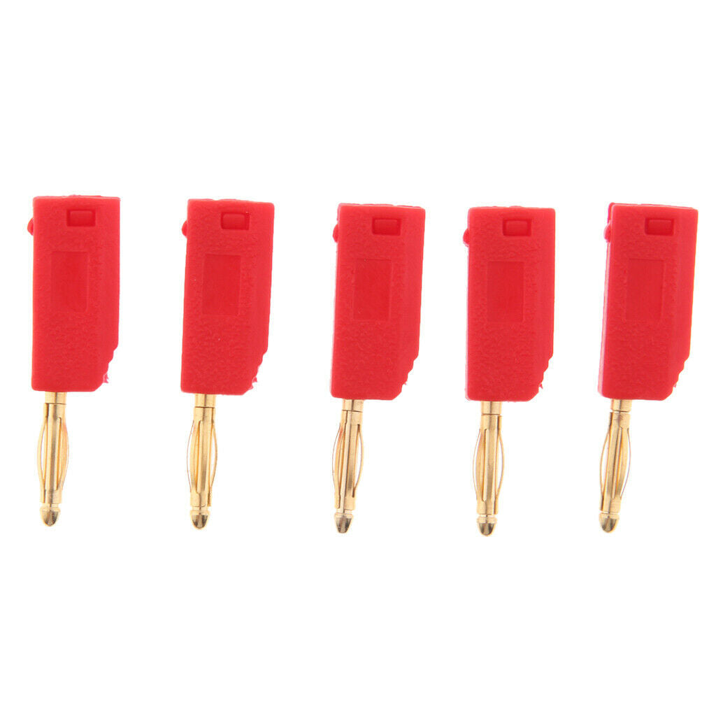 2mm Banana Unshrouded Stackable Plug Red Connector Insulated Black/Red 10PCS