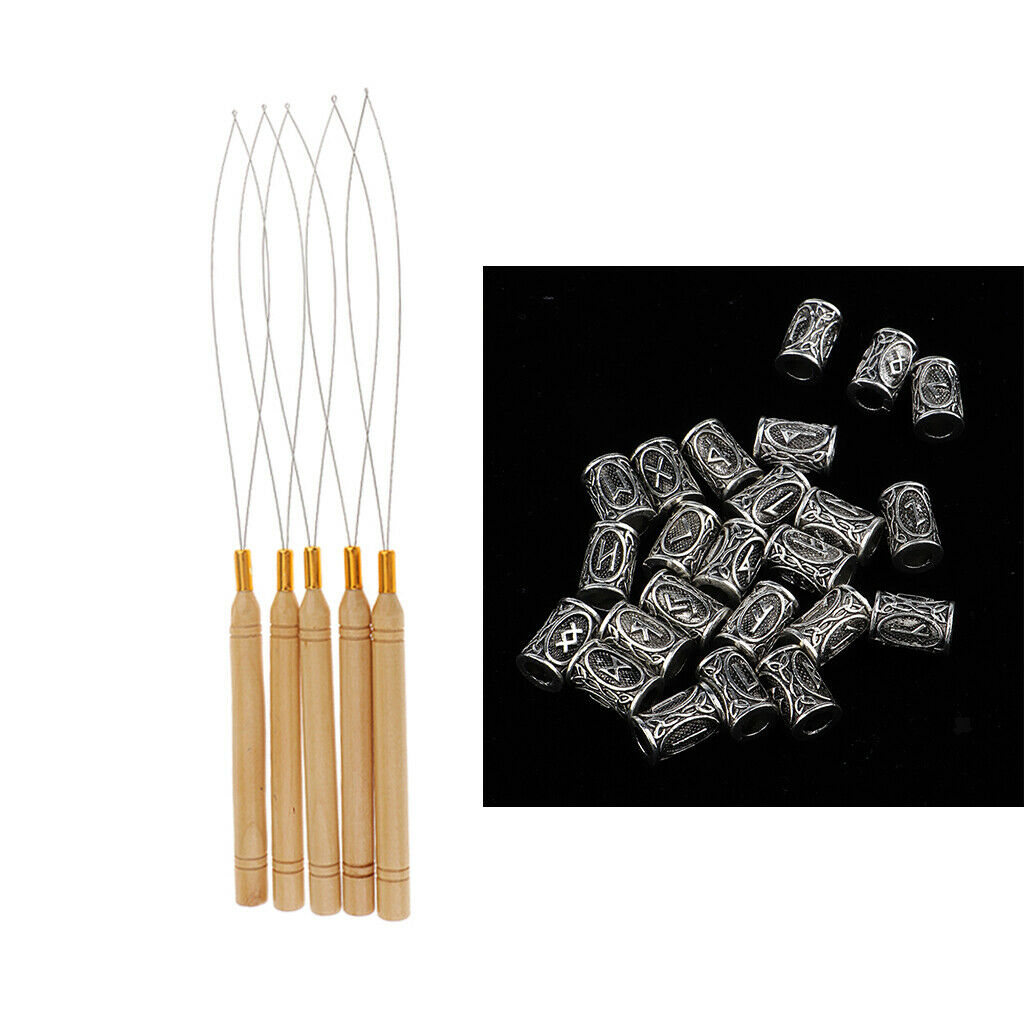 Retro Dreadlocks Hair Tube Beads Jewelry Pendants 5x Crochet Hooks Loop