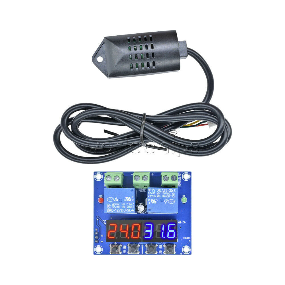DC 12V Dual LED Temperature & Humidity Control XH-M452 Thermostat +Sensor Probe