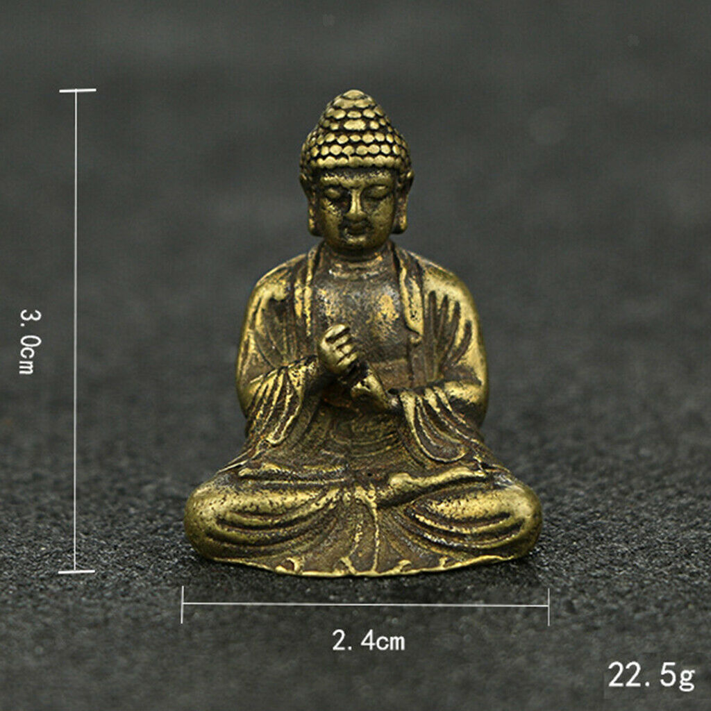 2 Pcs Brass Small Buddha Meditation Statue Seated Pose Home Decor Ornament