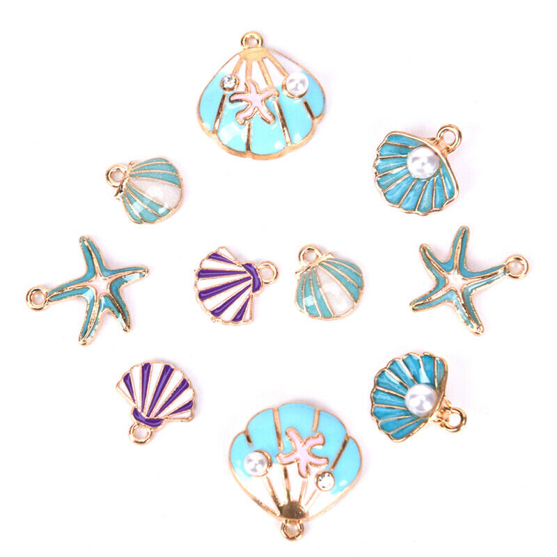 10pcs/lot Enamel Sea Starfish Shell Charms Pendant DIY Jewelry Making Findi SJ