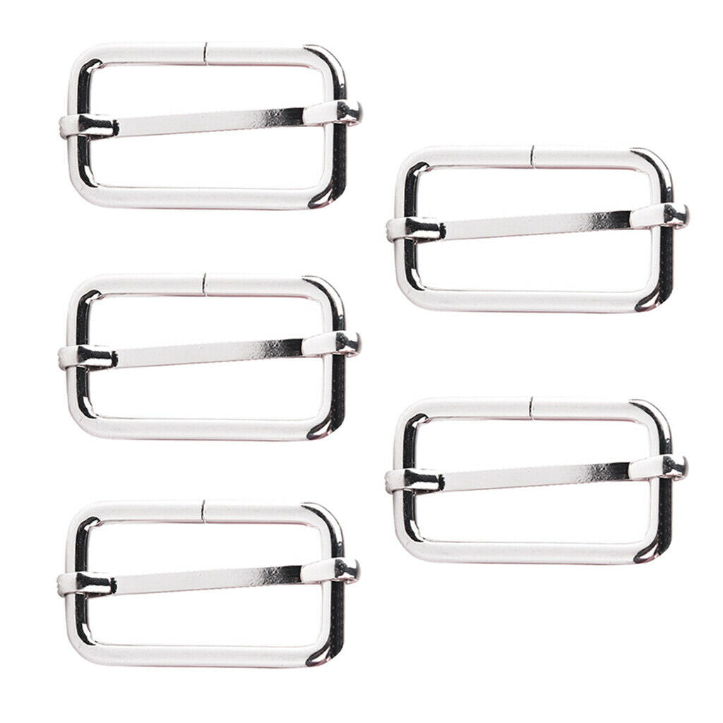 5 Pcs Assorted Multi-Purpose Sliver Metal Slide Buckle for Hardware Belt Bags