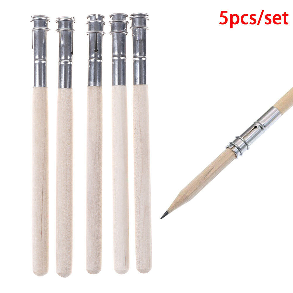 5Pcs Pencil Painting Extender Adjustable Wooden Lengthener Holder Drawing.l8