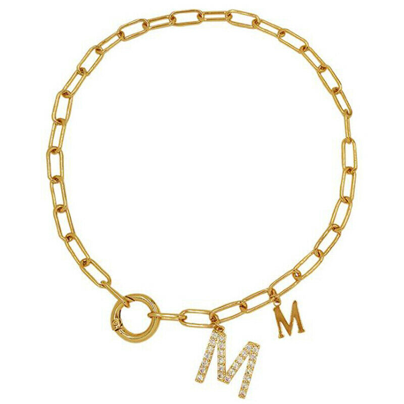 2021 Punk Style Thick Chain Short Necklace For Woman M Letter Pendant Nec.l8
