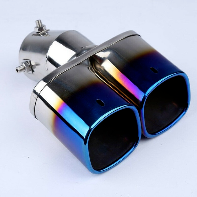 Stainless Steel Chrome Car Dual Exhaust Tip Square Tail Pipe Muffler 63mm/2.5"