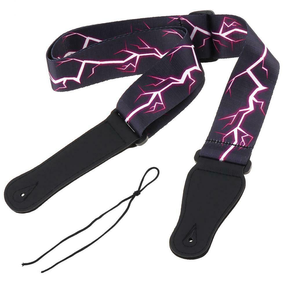Universal Printing Electric Bass Guitar Strap w/ Cool Purple Lightning Pattern