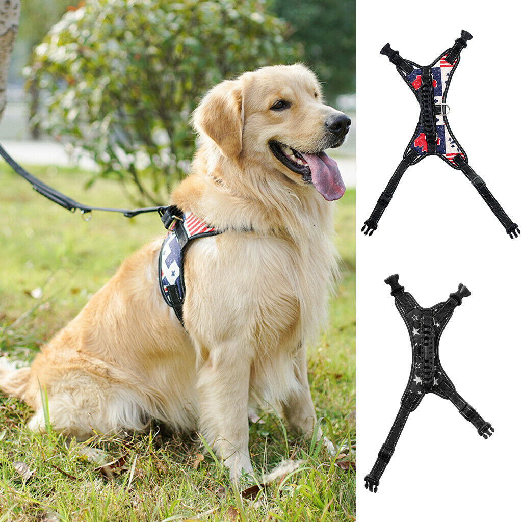 Adjustable Soft Thick Padded No Pull Dog Walking Harness Stars Size M