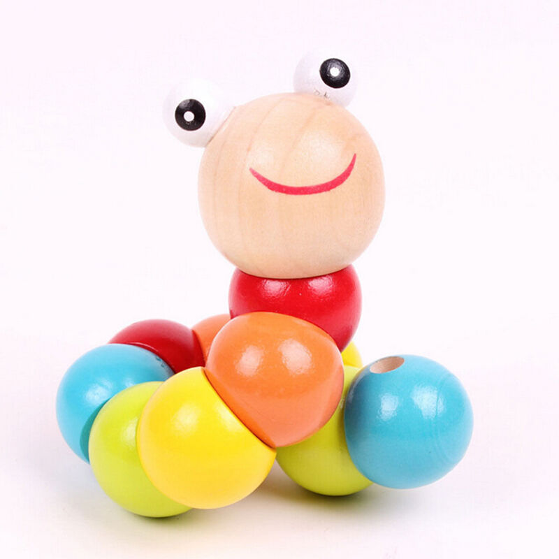 Baby Kids Twist Caterpillar Wooden Toys Infant Educational Development To.l8