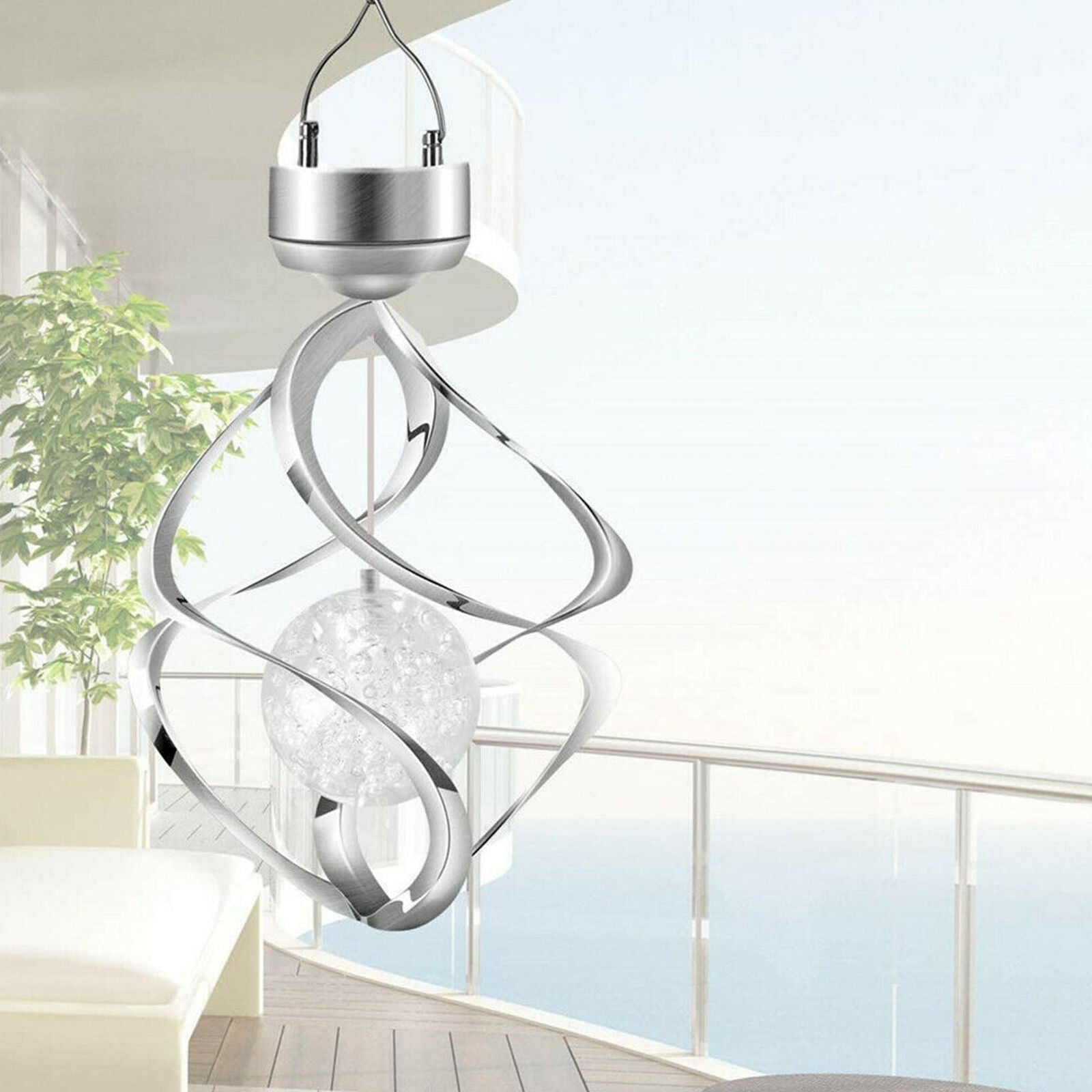 Solar LED Wind Spinner Color Changing Lamp Outdoor Hanging Wind Chime Light