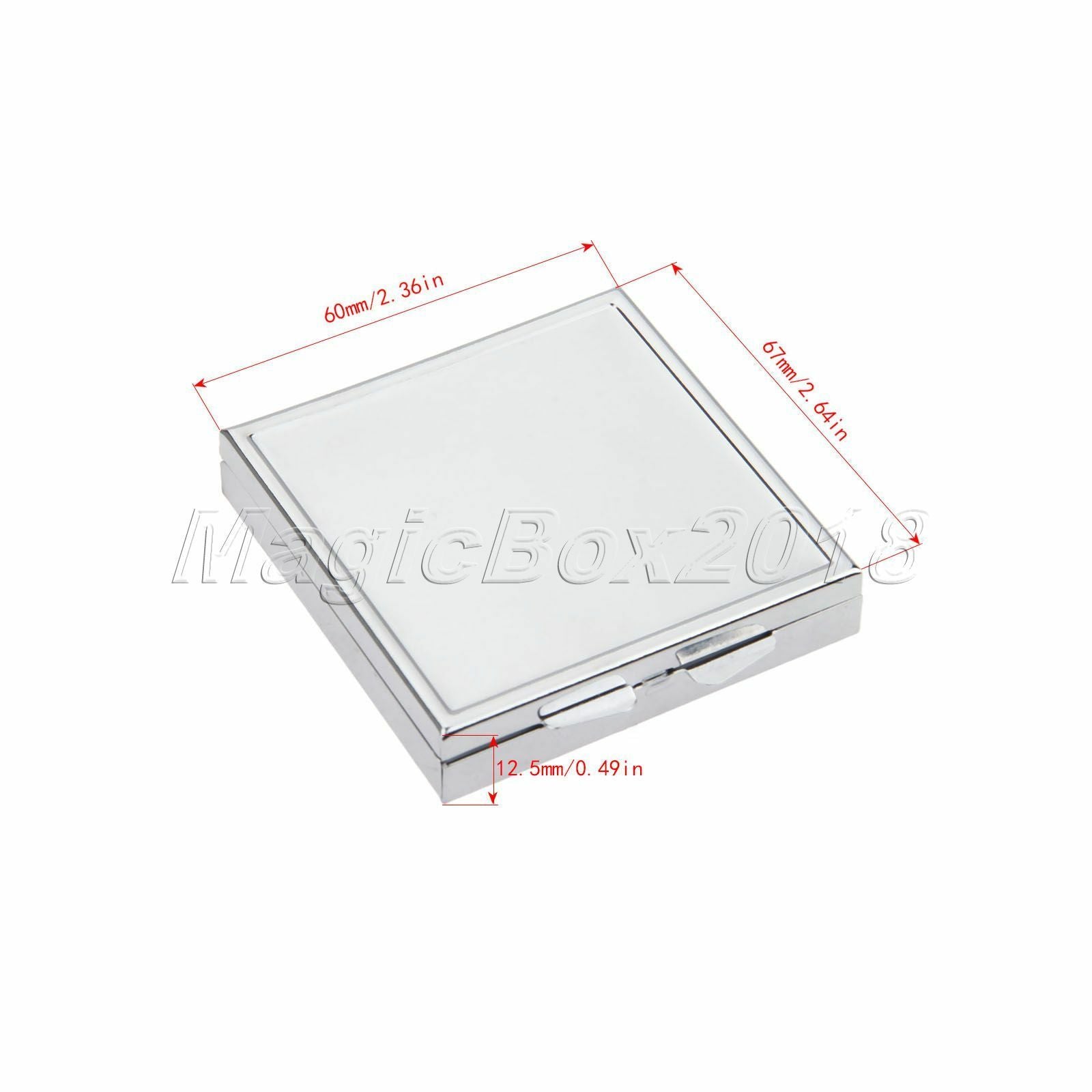 Rectangle Metal Pill Box Container Medicine Vitamin Capsule Organizer Case 4Grid