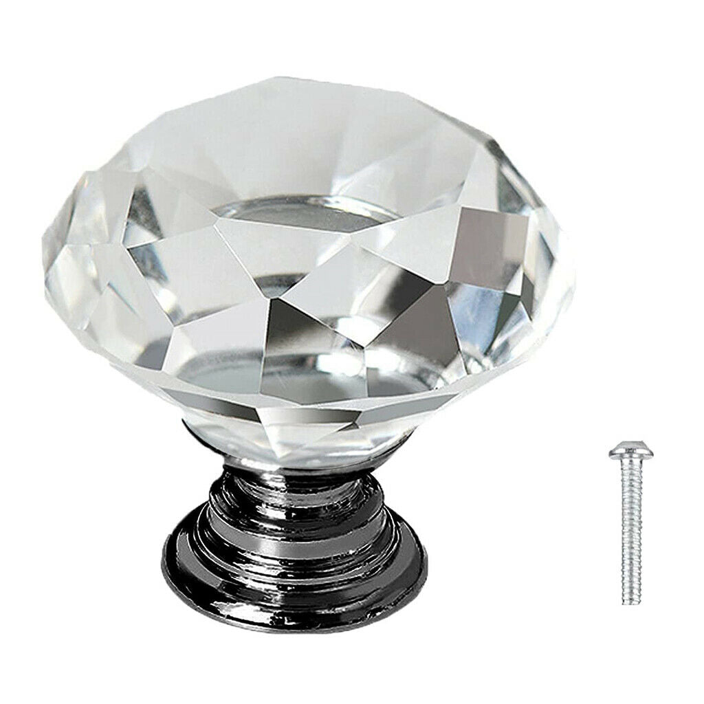 10x Elegant Crystal Drawer Knobs 25mm Cabinet Door Handles Pulls Decoration