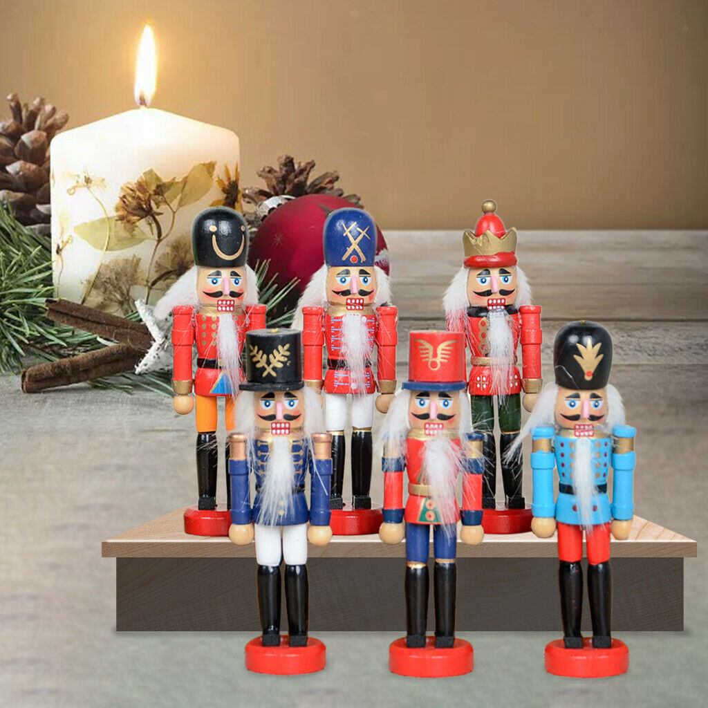 6Pcs Nutcracker Soldier Soldier Figures Decorative Ornament Christmas Gifts