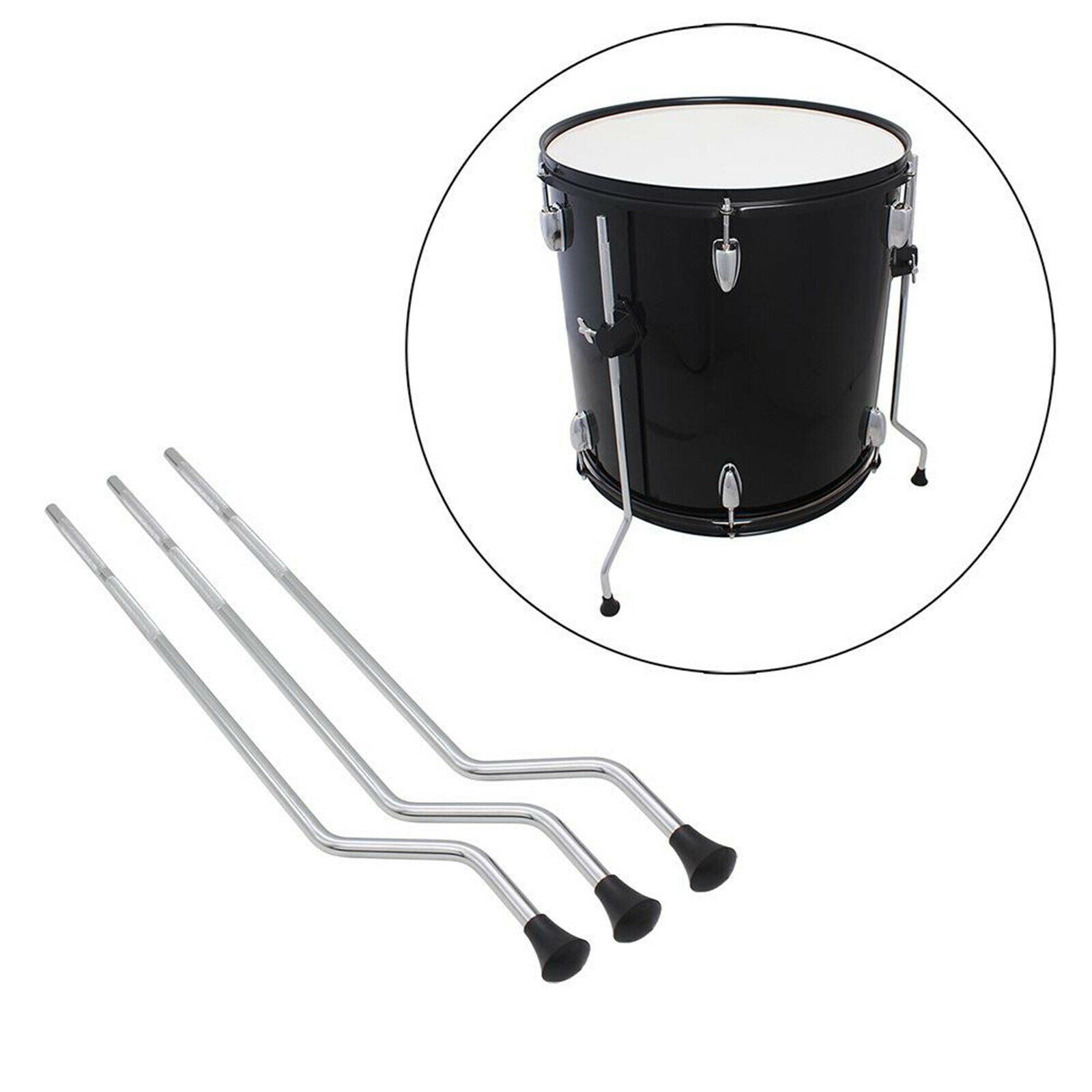 Heavy Duty Metal Tom Drum Legs Holder Rubber Feet Anti-Rust Parts Accs, with