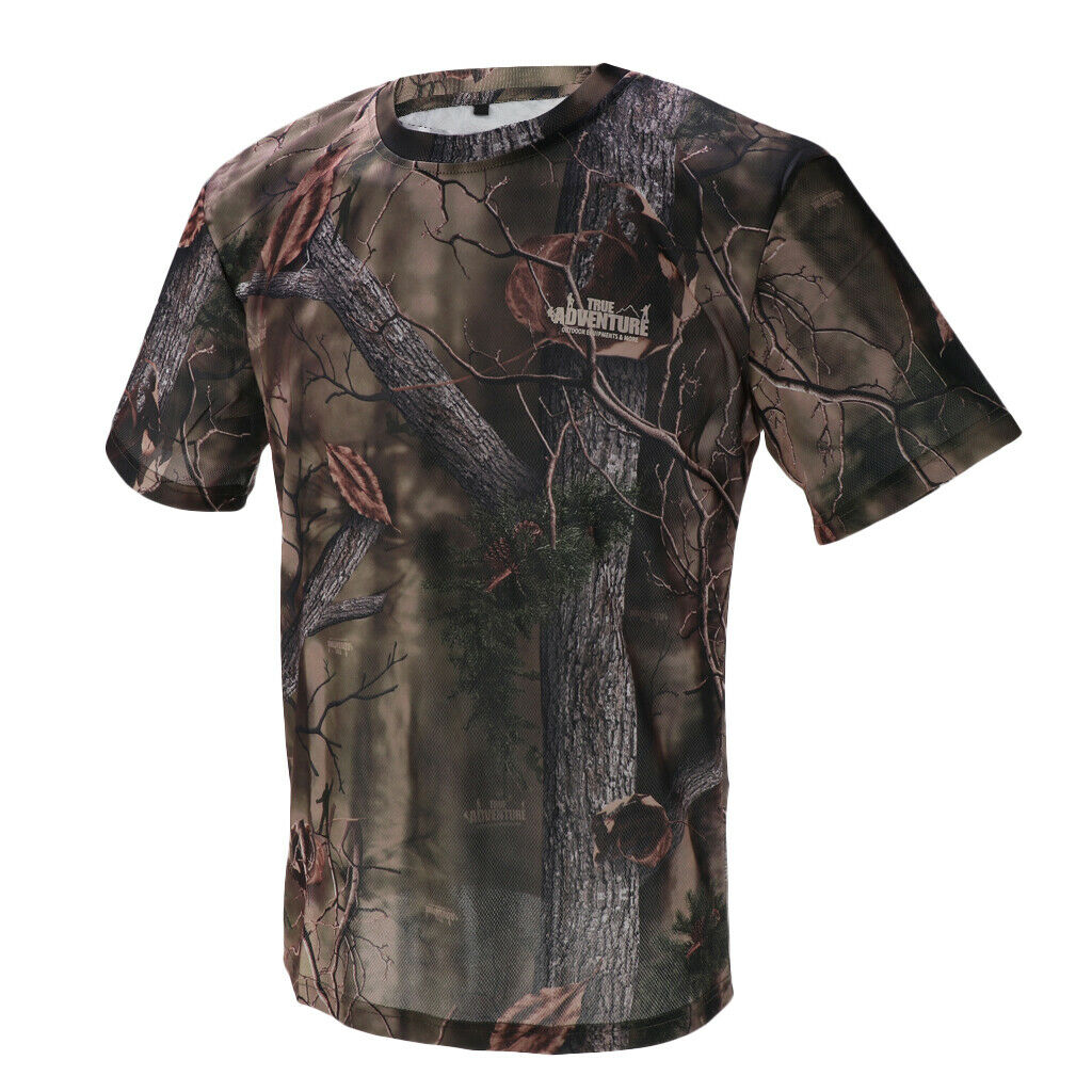 Men Short Sleeve T Shirt Hunting Bionic Camouflage Quick-dry Clothing XL