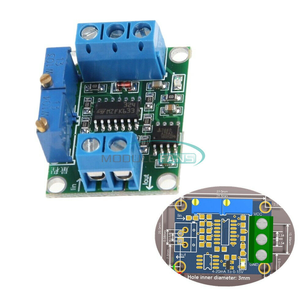 4-20mA to 0-5V Isolation Transmitter Signal Converter Current to Voltage Module