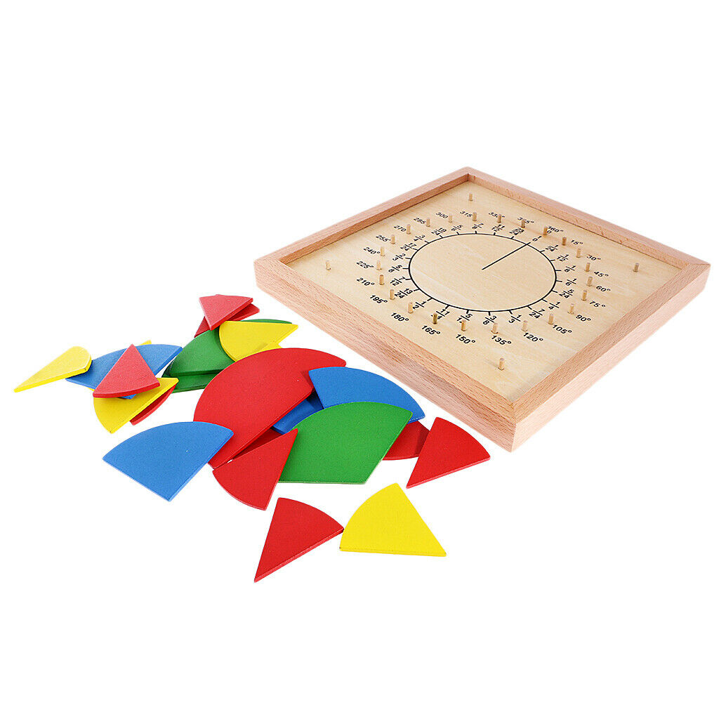Montessori Math Faction Angle Board With Protractor Accessories Kids