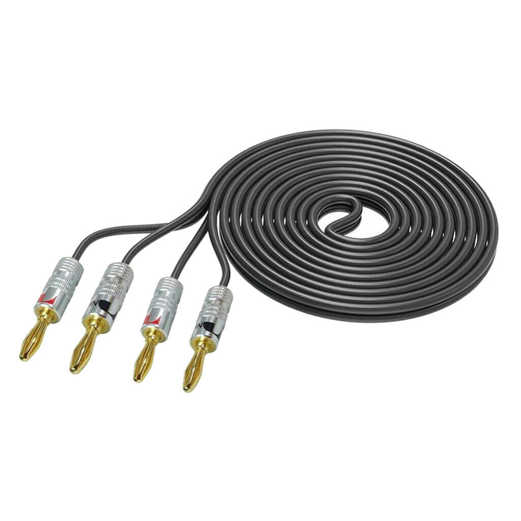 2 Pieces OFC Wire 10ft 12 Gauge Hifi Speaker Cable with 8pcs Banana Plugs