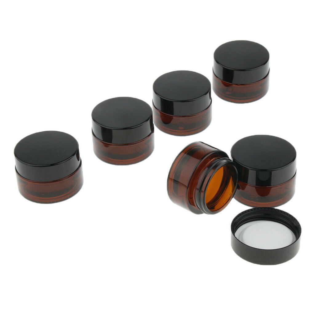 Cosmetic Containers Round Glass Jars w/Lids Amber Glass Vials for 15g