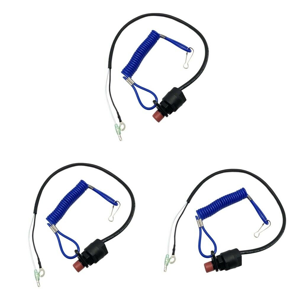 3 Pieces Boat Engine Cut off Kill Stop Switch Lanyard for Yamaha Outboard