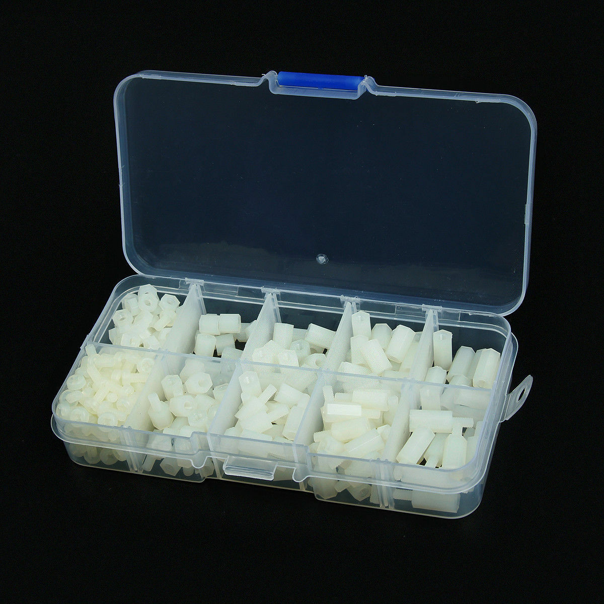 300Pcs M3 Hex Column Male-Female Standoff Spacers Screw Nuts Kit Box White Nylon