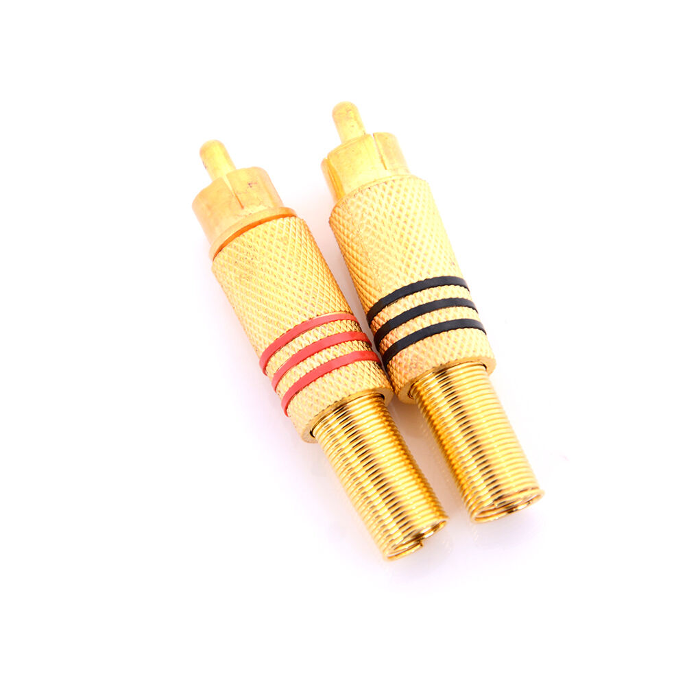 2xGold Plated RCA Phono Male Plug Solder Audio Videos Cable Adapters Conne.l8