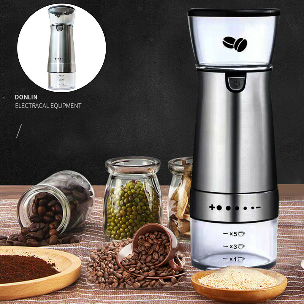 Adjustable USB Electric Coffee Grinder Home Office Use Stainless Steel Tool