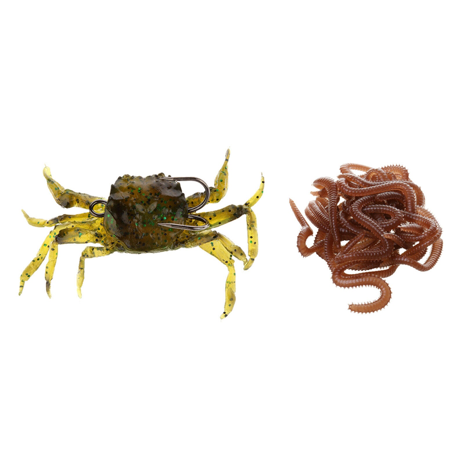 1 Set Vivid Earth Worm and Crab Lures Flavored for Fishing Lover Saltwater