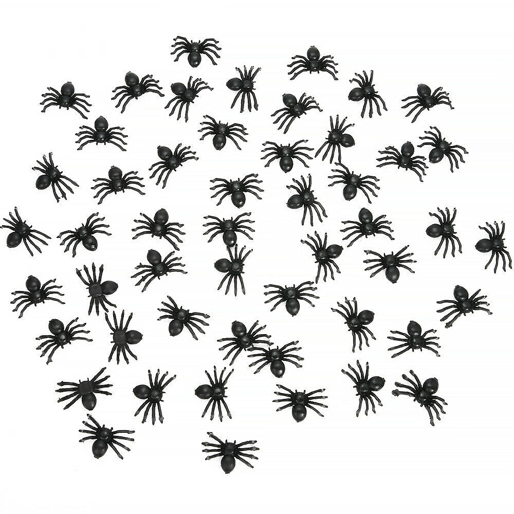50PCS Realistic Plastic Spider Toys Halloween Party Prank Props Halloween Decors