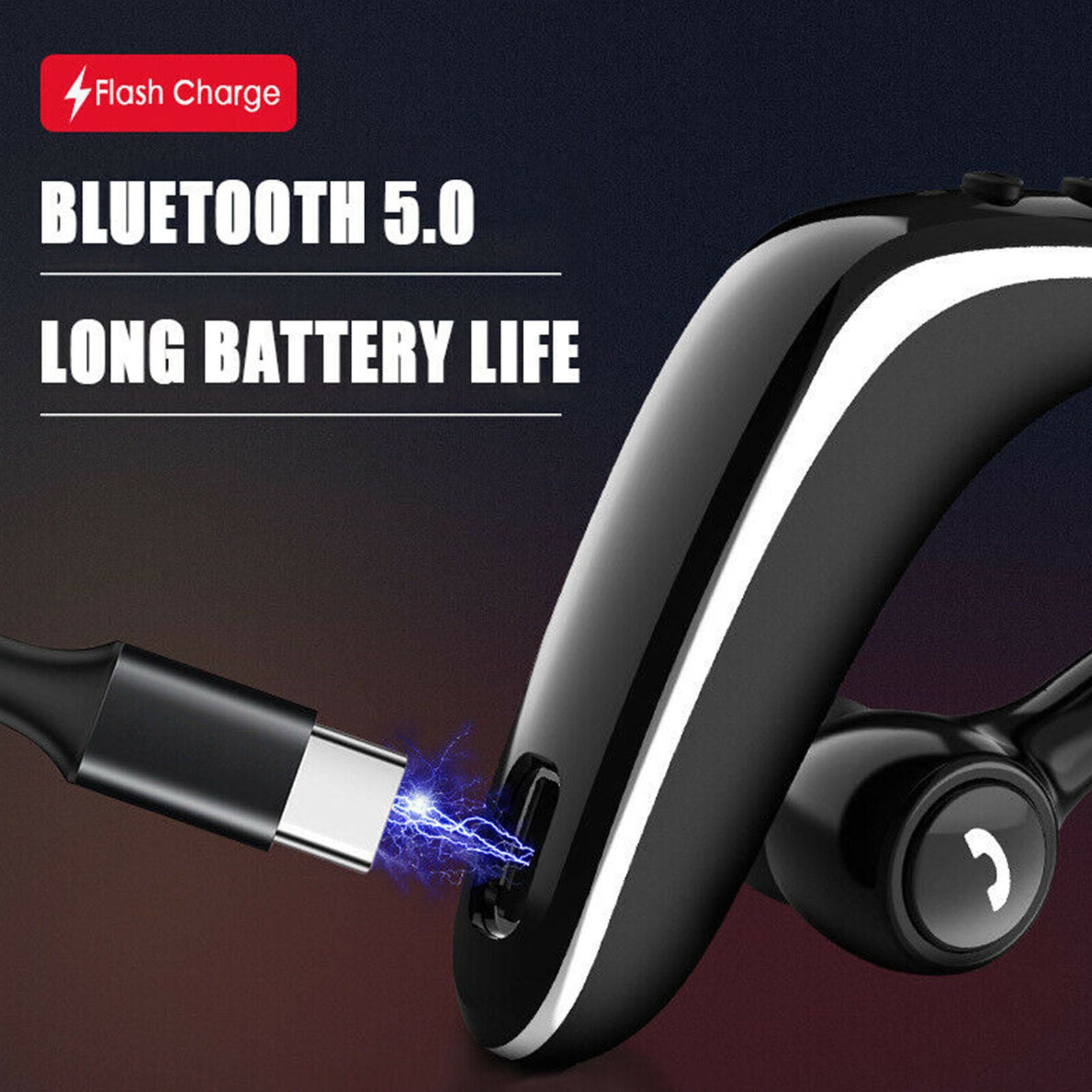 Hands Free Ear-Hook Wireless bluetooth Earphone Bone Conduction Headset with Mic