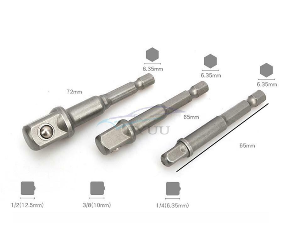 6PCS Universal Socket Adapter Kit 1/4" 3/8" 1/2" Driver 1/4" Hexagonal Shank