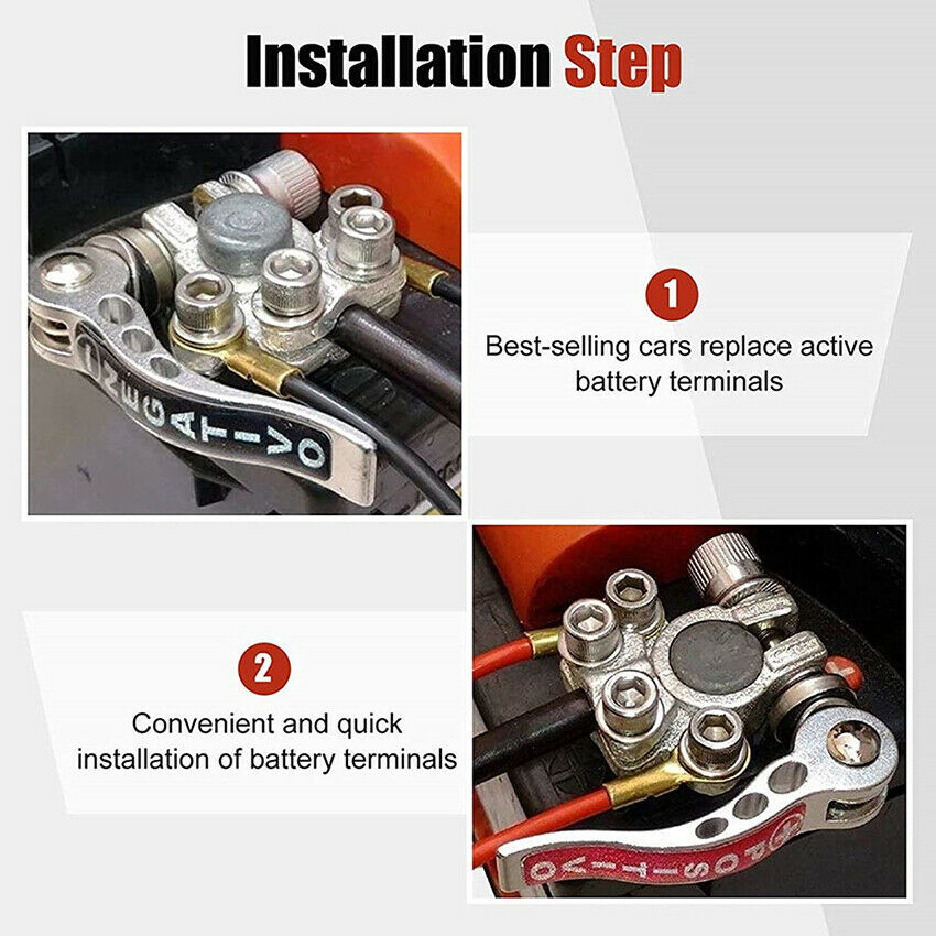 2x Battery Terminal Clamp Connectors 4 Way Positive Negative Quick Release