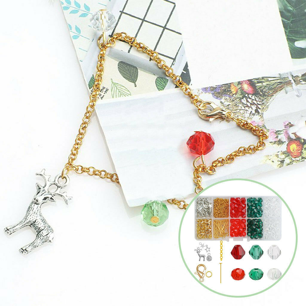 DIY Christmas Bracelet Color Beads Alloy Pendant Charms for Gift Adults