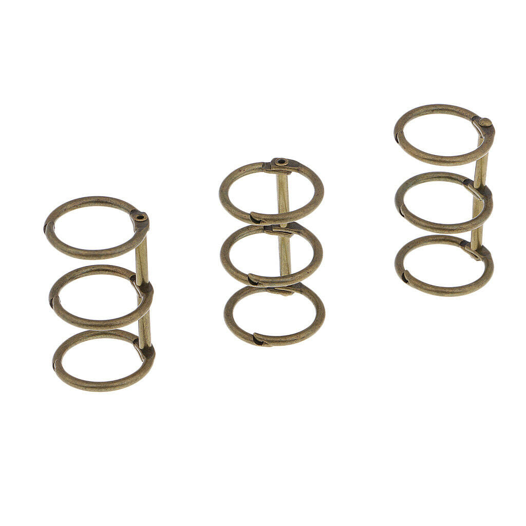 3Pcs Bronze Loose Leaf Binder Spiral Ring fits A5 A6 Student Office Supplies