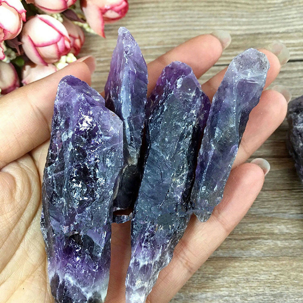 Natural Rough Specimen 50g Purple Amethyst Point Quartz Stone Mineral Gem Decor