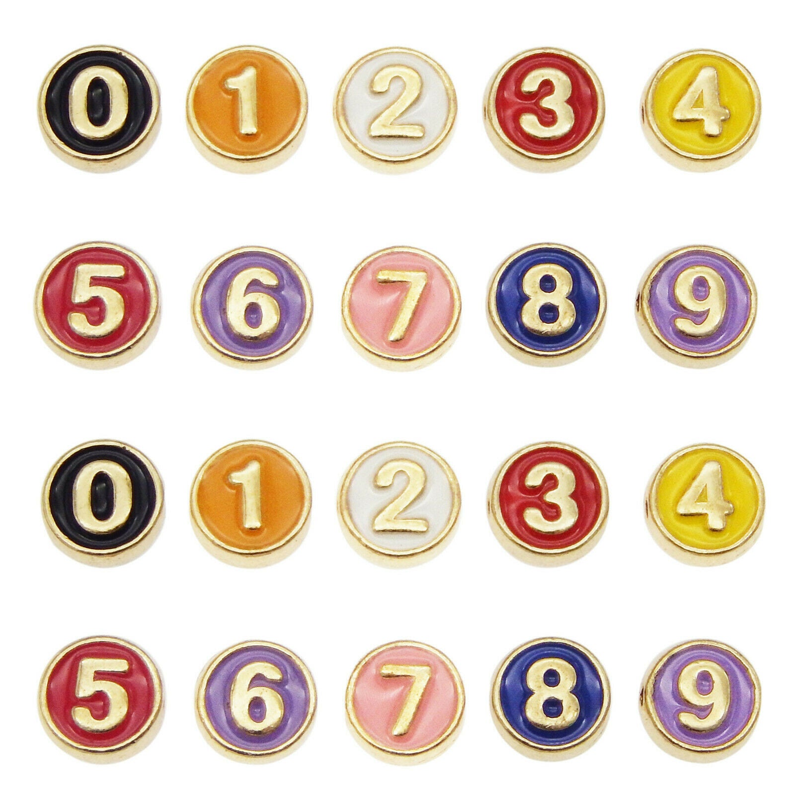 10pcs Multi-Colors Enamel Number 0-9 Beads Spacer Beads for Bracelet Necklace