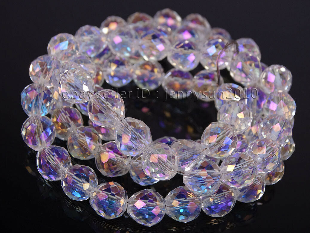 Czech Crystal Faceted 8mm Round Strawberry Spacer Loose Beads Strand Clear AB