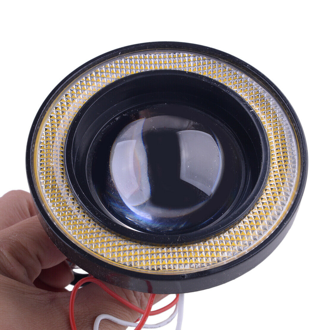 Pair COB LED Fog Light White & Yellow Angel Eyes Halo Ring DRL Lamp 2.5" 3" 3.5"