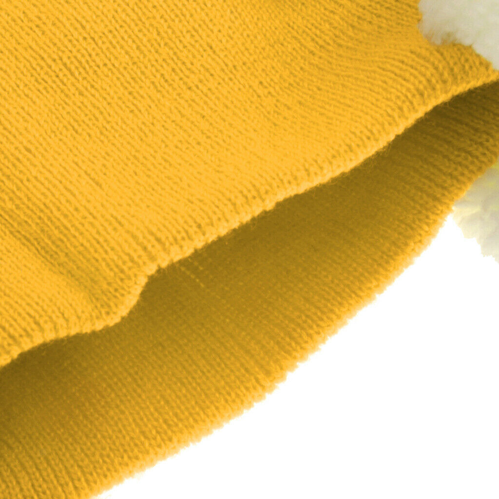Double Rabbit Ear Protection Caps Warm Winter Knitted   Hat-Yellow
