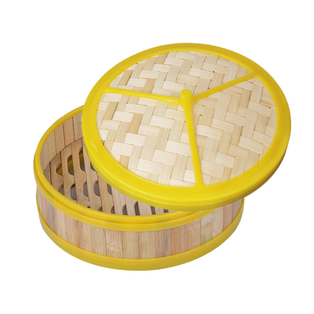 Bamboo Steamer Basket for Buns Dumpling Vegetables Weaving Lid Non-Stick