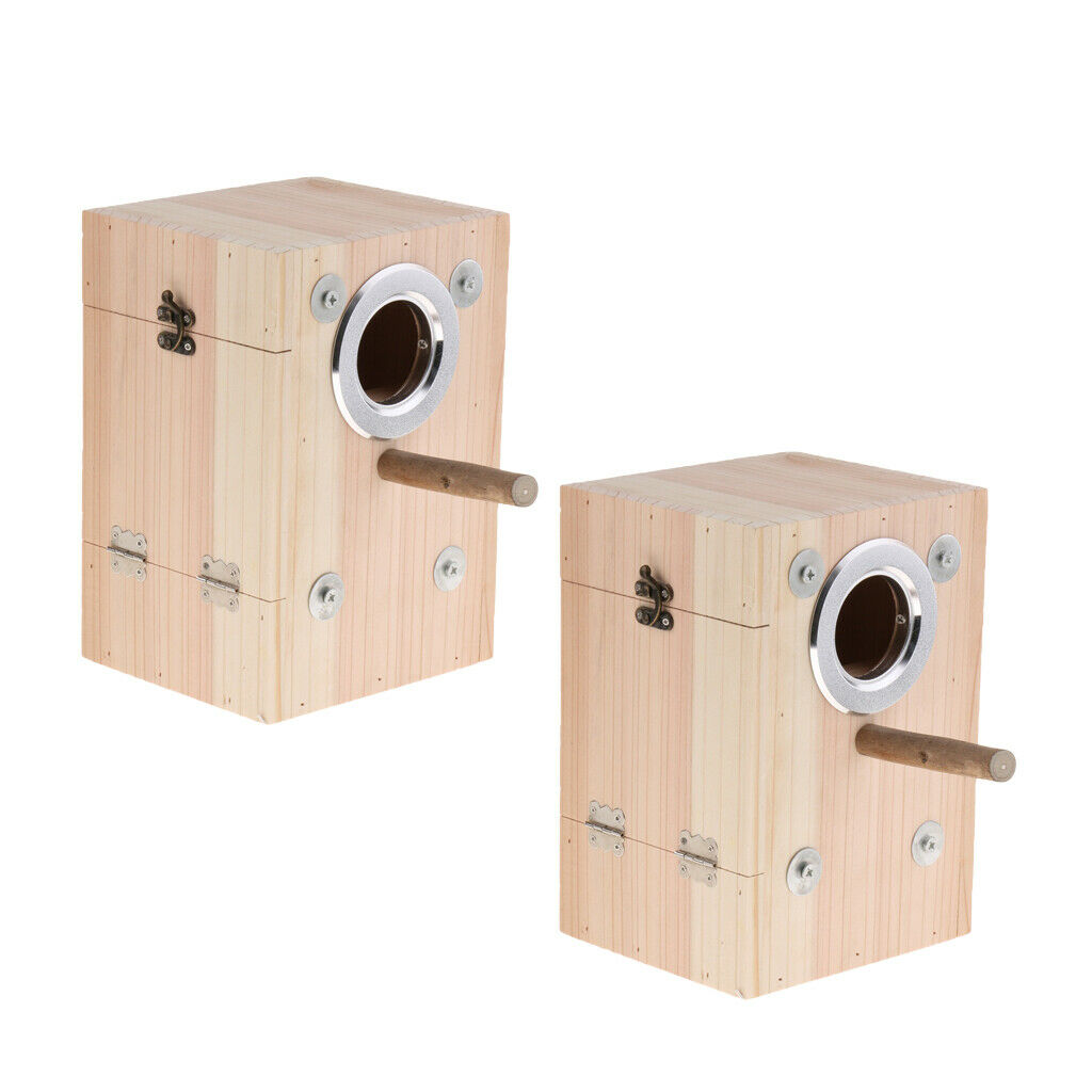 2x Birdhouse, Wooden Bird House, Parrot Breeding Nest Nesting Box Small Animal